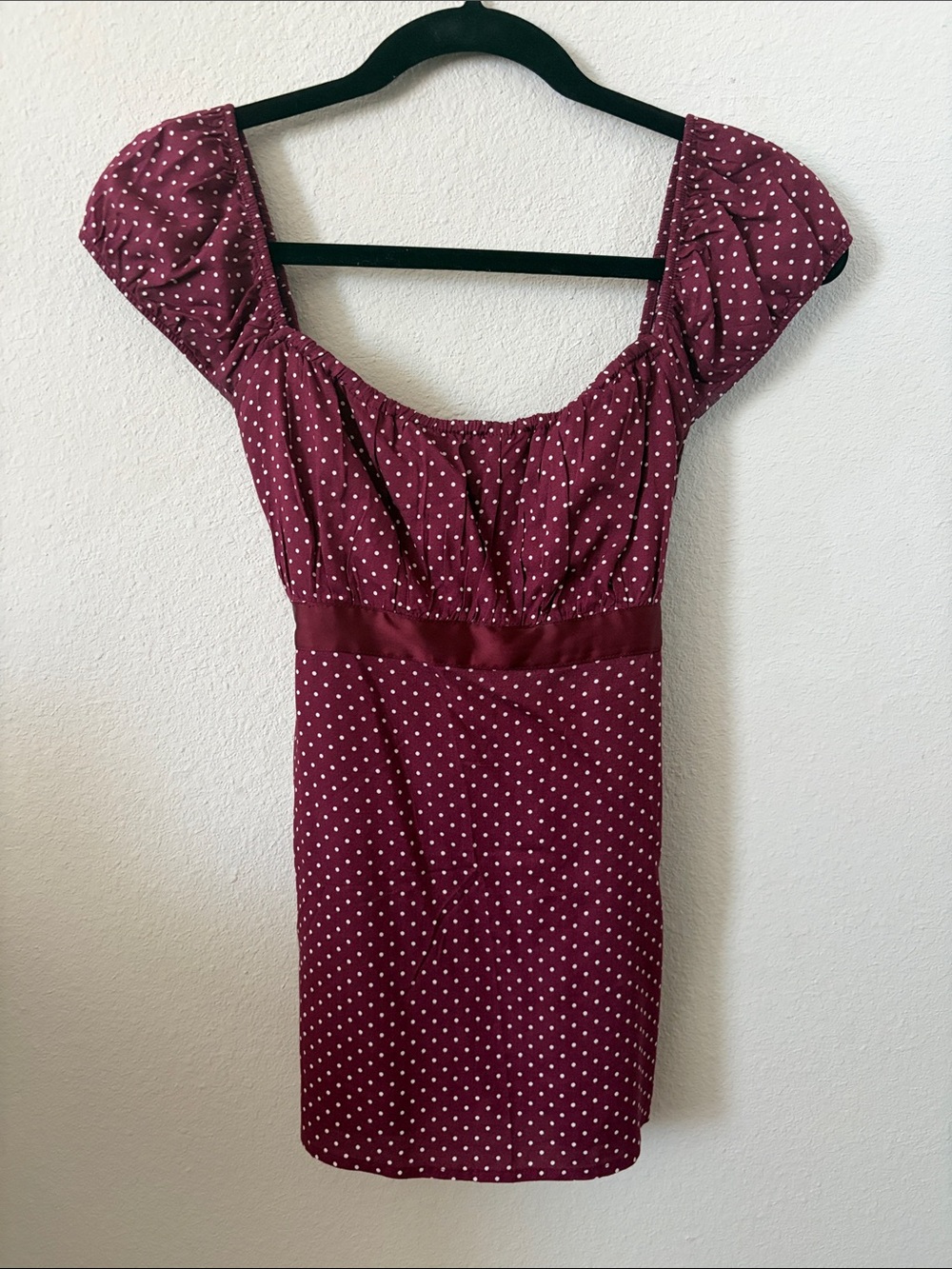 Hollister Burgundy Polka Dot Satin-Band Camisole